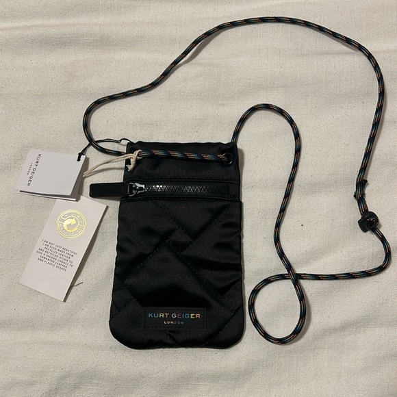 NWT Kurt Geiger London Women’s Recycled Phone Holder Crossbody Bag in Black - Picture 4 of 7